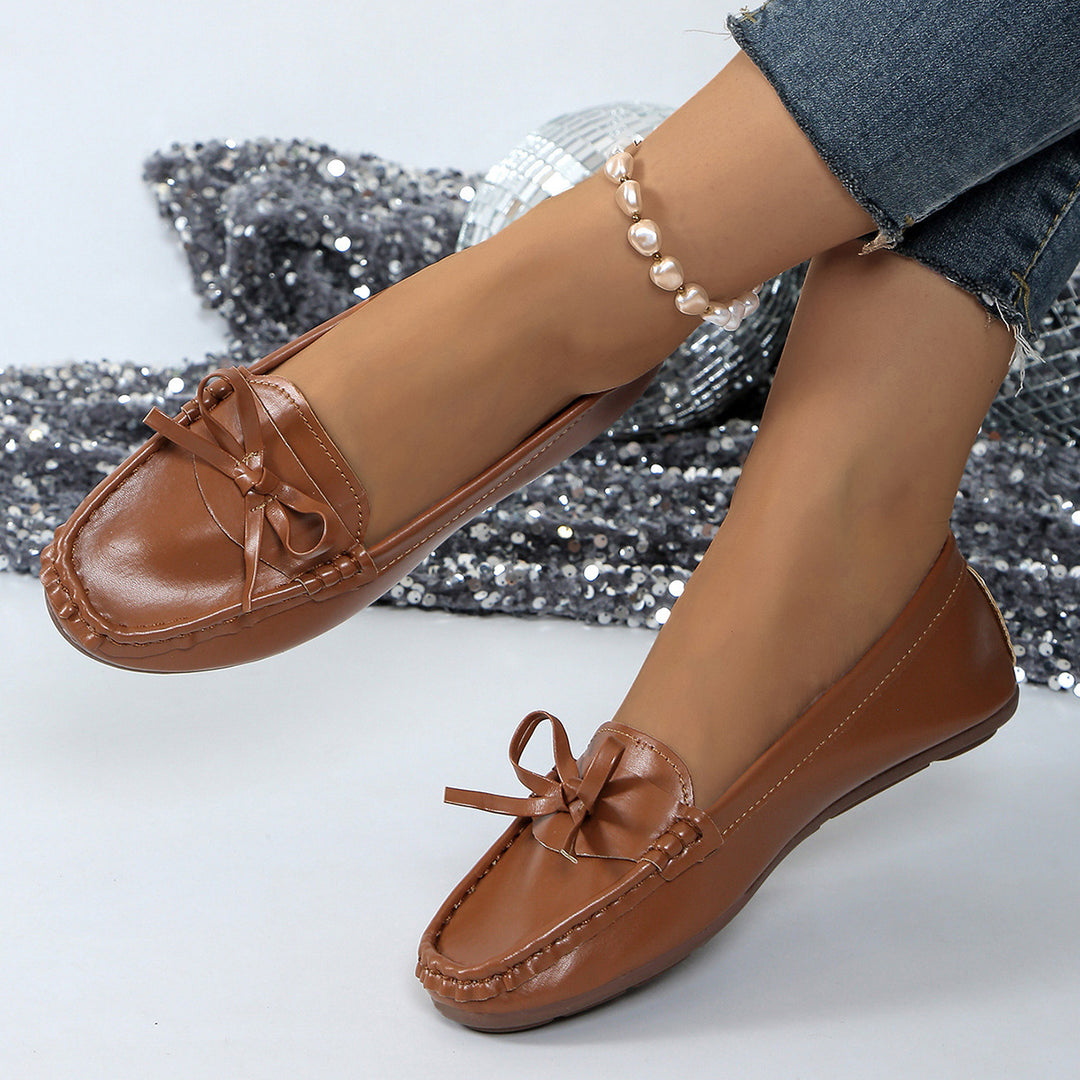 Damen Mokassins mit elegantem Schleifenakzent und weicher Sohle EB