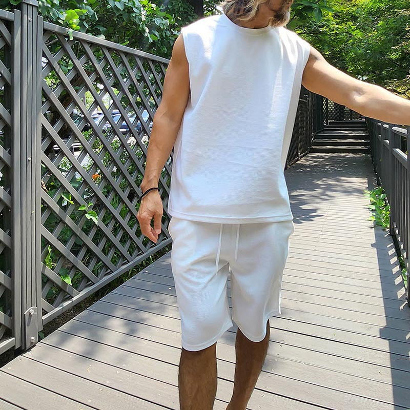 Herren lässiges Kurzarm Sweatshirt und Shorts Set EB