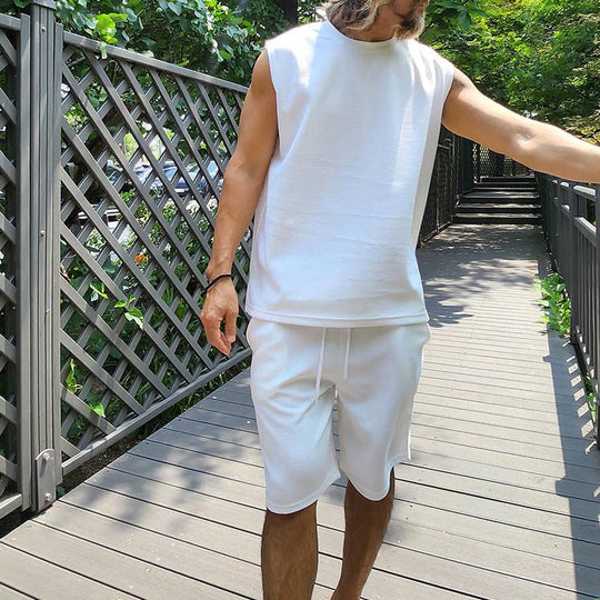 Herren lässiges Kurzarm Sweatshirt und Shorts Set EB