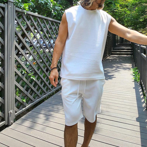 Herren lässiges Kurzarm Sweatshirt und Shorts Set EB