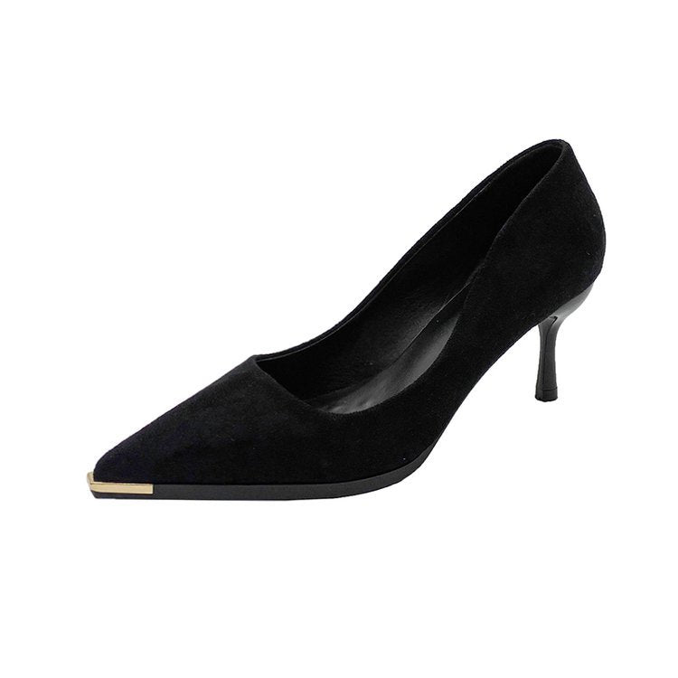 Damen elegante Spitzen High Heels mit goldfarbenem Akzent EB