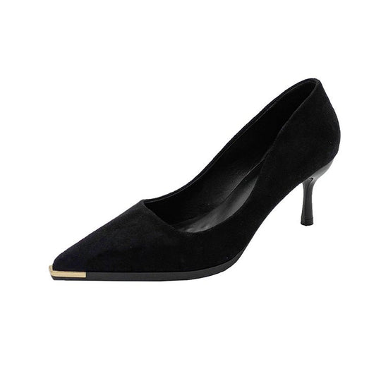 Damen elegante Spitzen High Heels mit goldfarbenem Akzent EB