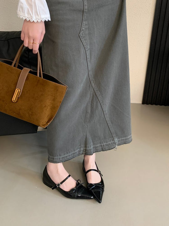 Damen elegante Ballerinas mit modischem Riemchen und spitzem Design EB