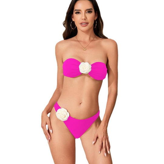 Damen Bandeau-Bikini-Set mit Blumen-Detail EB