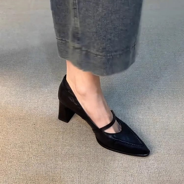 Damen elegante Mary Jane Pumps mit modischem Riemchen und komfortablem Blockabsatz EB