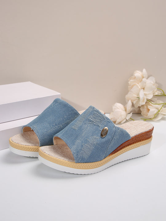 Damen Wedge-Sandalen mit eleganter Textil-Oberfläche und komfortabler Fußbettgestaltung EB