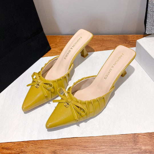 Damen elegante Slingback-Pumps mit dekorativem Rüschendesign EB