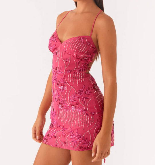 Damen Glamouröses Minikleid mit funkelnden Pailletten und verführerischen Details EB
