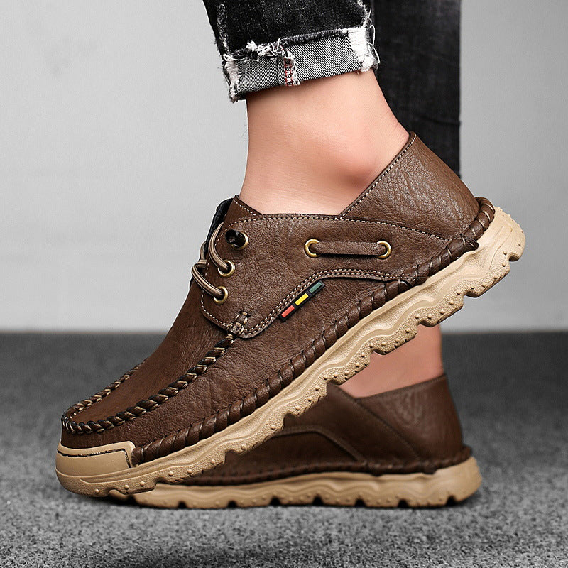 Herren Freizeit-Leder-Sneaker mit handgenähter Verarbeitung EB