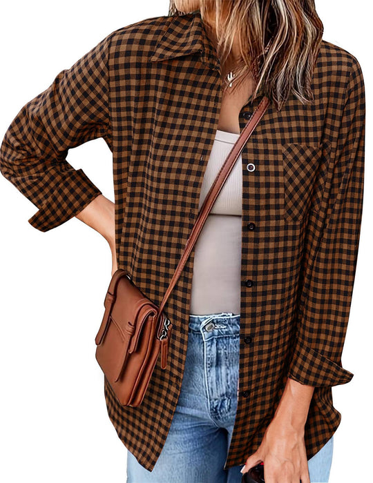 Damen Karo-Hemd mit lässigem Schnitt und Brusttasche EB