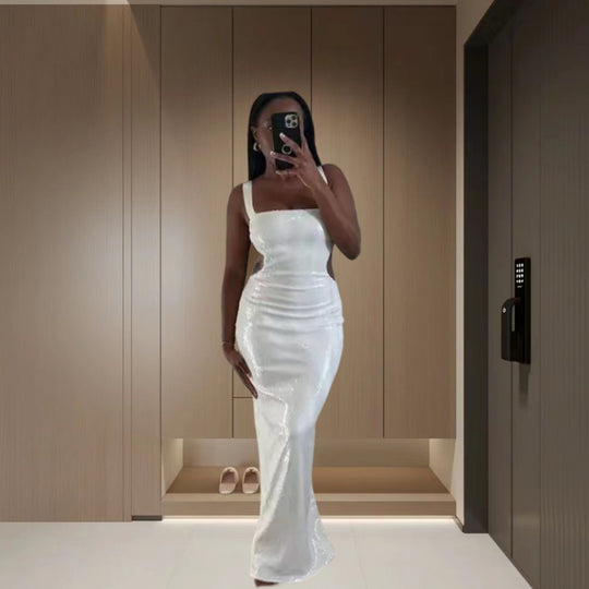 Damen Glamouröses Abendkleid mit schimmernder Paillettenverzierung EB