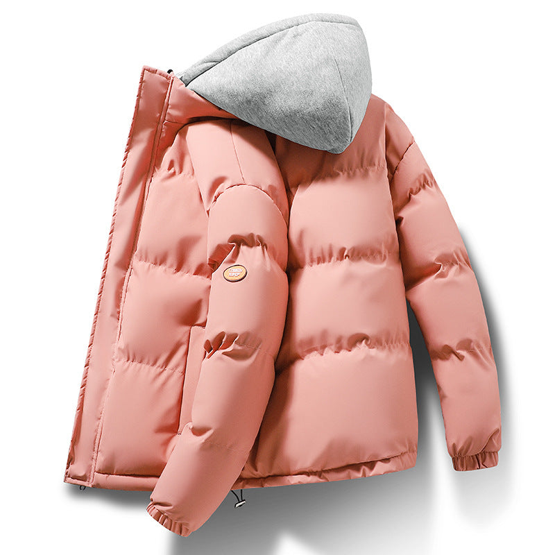 Herren kurz geschnittene Stepp‑Isolationsjacke mit integriertem Kapuzenlayer und Kordelzugsaum EB