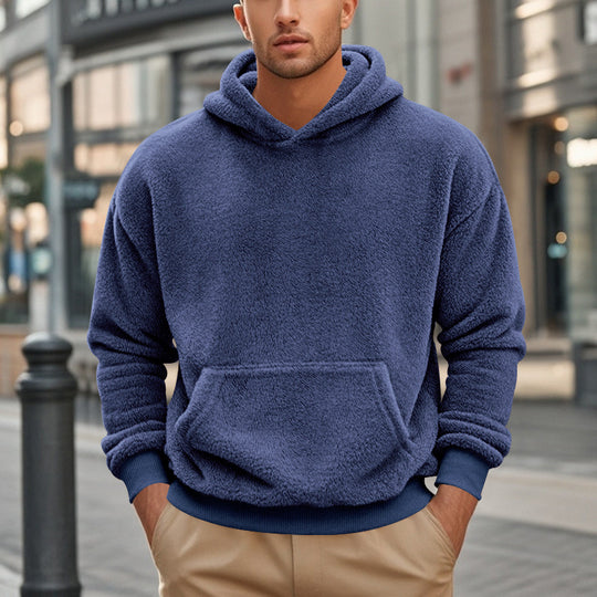 Herren übergroßer Fleece-Hoodie mit Kängurutasche und gemütlichem Schnitt EB