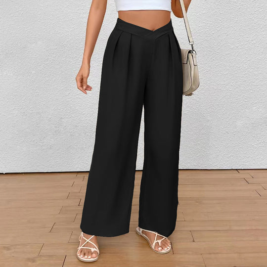 Damen Weit geschnittene Stoffhose mit eleganten Falten EB
