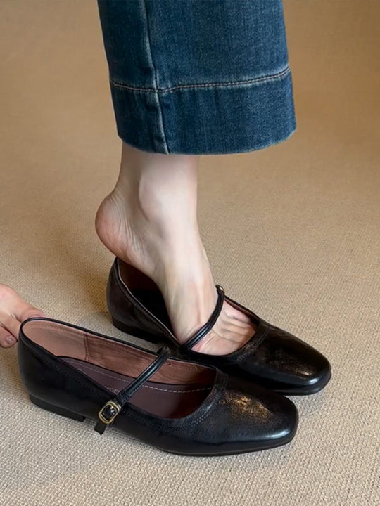 Damen elegante und bequeme Ballerinas mit dekorativem Riemchen EB