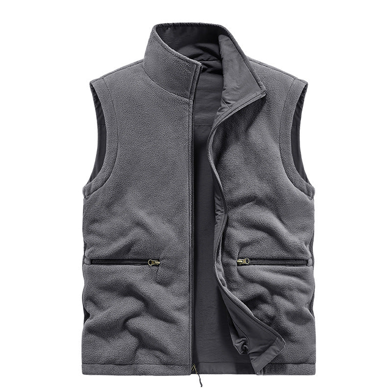 Herren nan gefütterte Utility-Weste mit Fleecefutter, Multi-Taschen und Frontreißverschluss EB