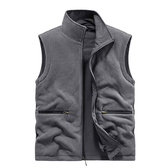 Herren nan gefütterte Utility-Weste mit Fleecefutter, Multi-Taschen und Frontreißverschluss EB