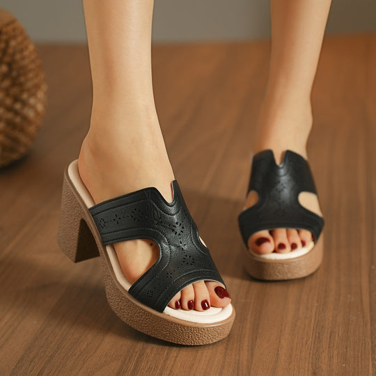 Damen Elegante und luftige Sandalen mit hohem Blockabsatz EB
