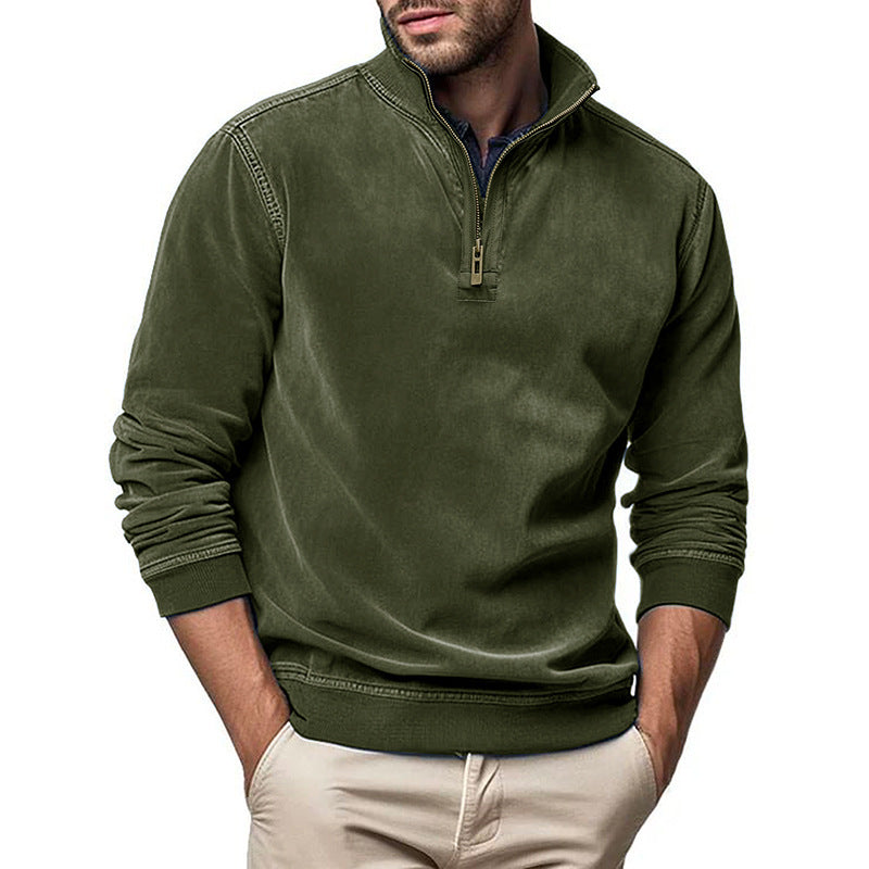 Herren Halbzip Sweatshirt mit Stehkragen und Rippbündchen EB