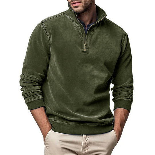Herren Halbzip Sweatshirt mit Stehkragen und Rippbündchen EB