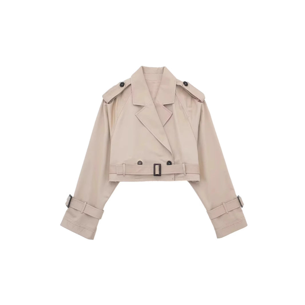 Damen moderne cropped Trenchjacke EB