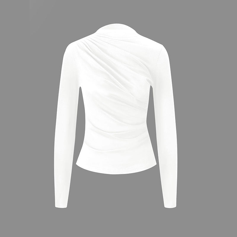 Damen figurbetontes Langarmoberteil mit eleganten Drapierungen EB