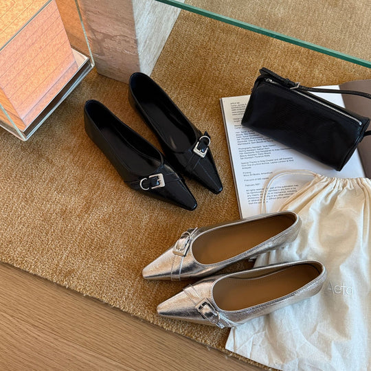 Damen Elegante Pumps mit modischer Schnalle und feinem Leder EB