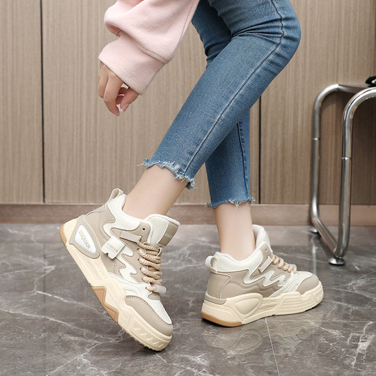 Damen modische High-Top Sneakers mit bequemer Dämpfung und griffiger Laufsohle EB