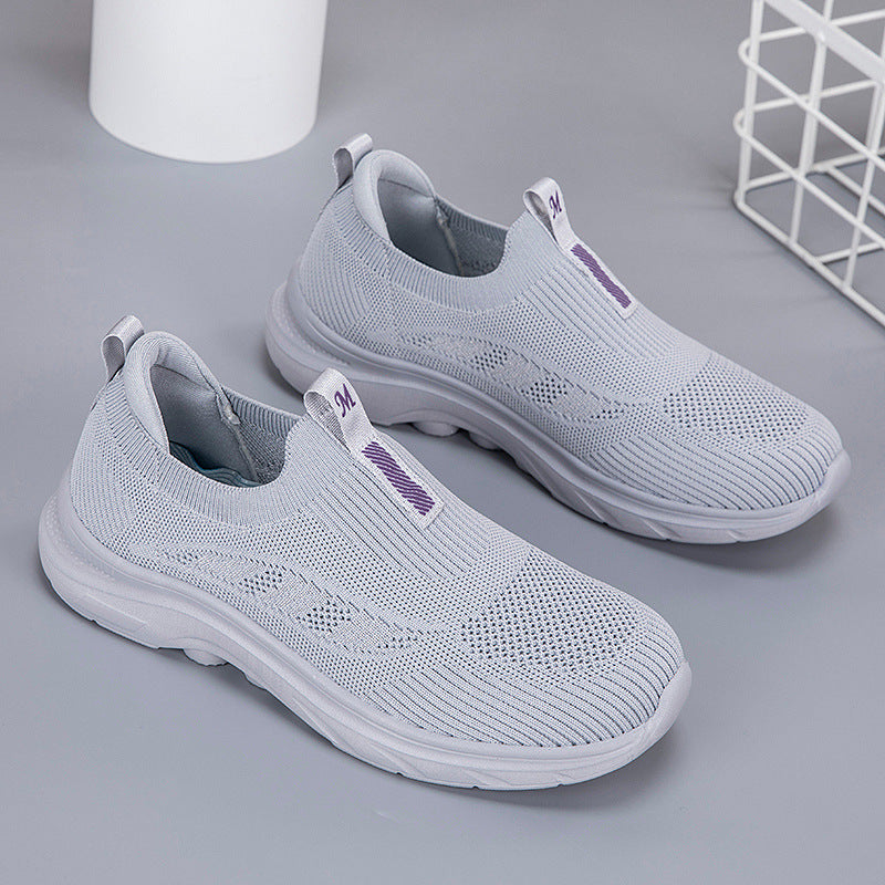 Damen Bequeme Slip-On Fitnessschuhe mit atmungsaktivem Obermaterial EB