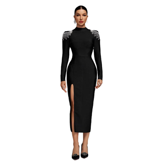 Damen Elegantes Abendkleid mit funkelnden Schulterdetails und figurbetontem Schnitt EB