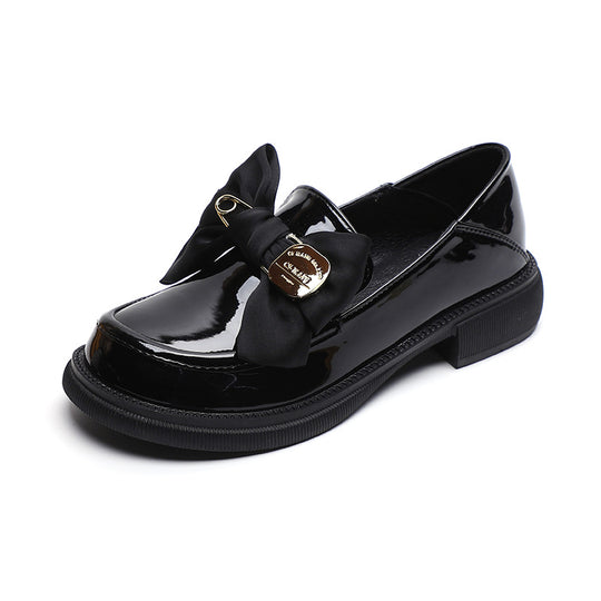 Damen elegante Slippers mit schickem Schleifenakzent und glänzender Oberfläche EB