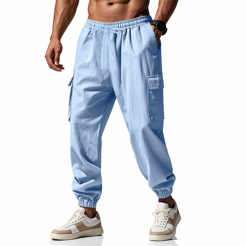 Herren lässige Cargo-Hose mit elastischem Bund und praktischen Seiten- und Oberschenkeltaschen EB