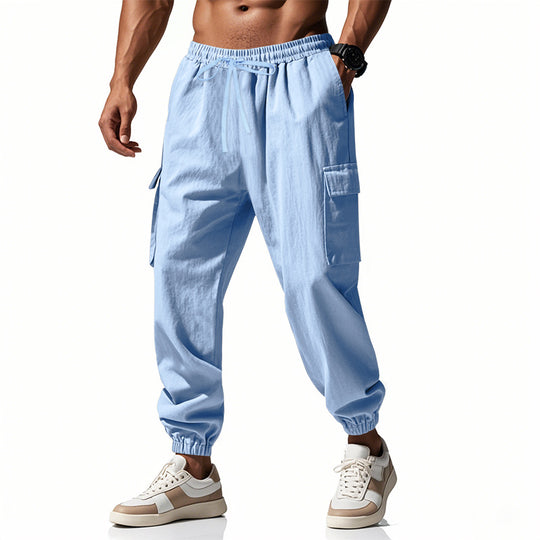 Herren nan konisch zulaufende Jogger im utilitarischen Stil mit elastischem Bund, Kordelzug und Klappentaschen EB