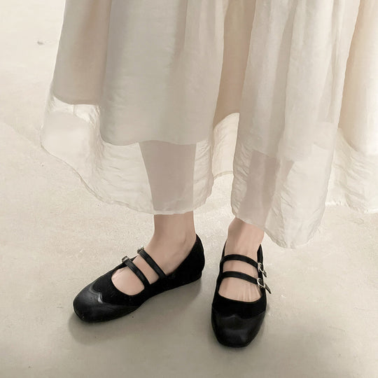 Damen Ballerinas mit doppeltem Riemen und elegantem Design EB