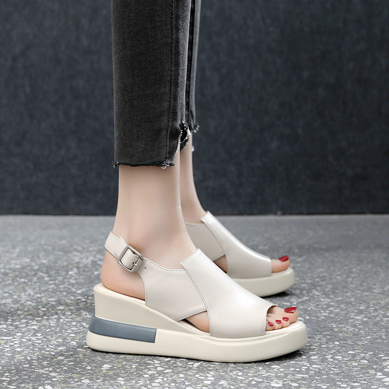 Damen Offene Wedge-Sandalen mit verstellbarem Riemendesign EB