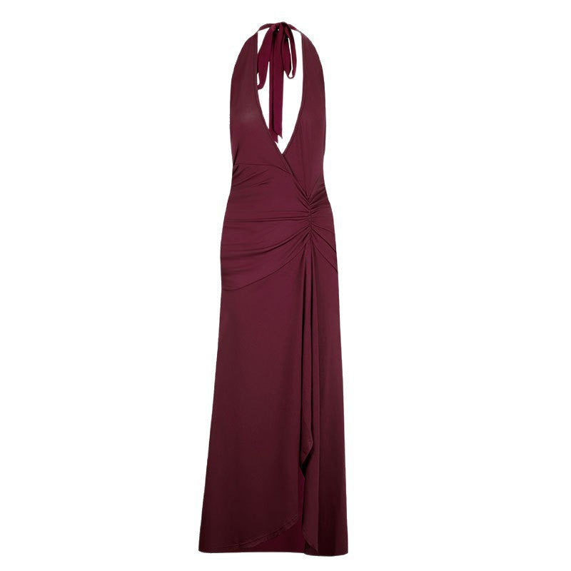 Damen Elegantes Halterkleid mit tiefem V-Ausschnitt und raffinierten Drapierungen EB