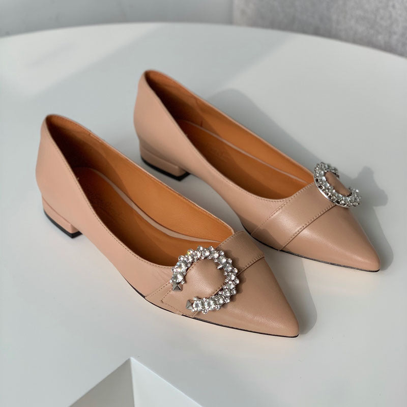 Damen Elegante Ballerinas mit funkelndem Schmuck-Detail EB