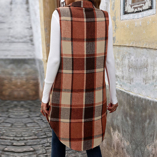 Damen Karojacke mit modischem Schnitt und praktischen Taschen EB