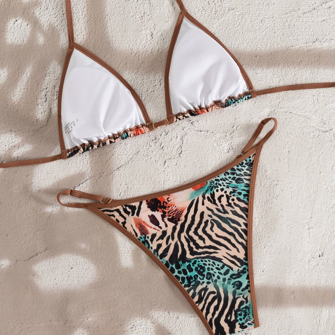 Damen Triangel-Bikini mit animalischem Druck EB