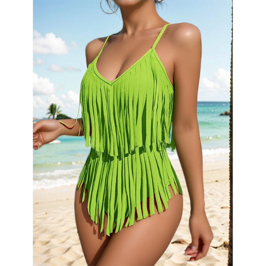 Damen Badeanzug mit fransigem Design EB