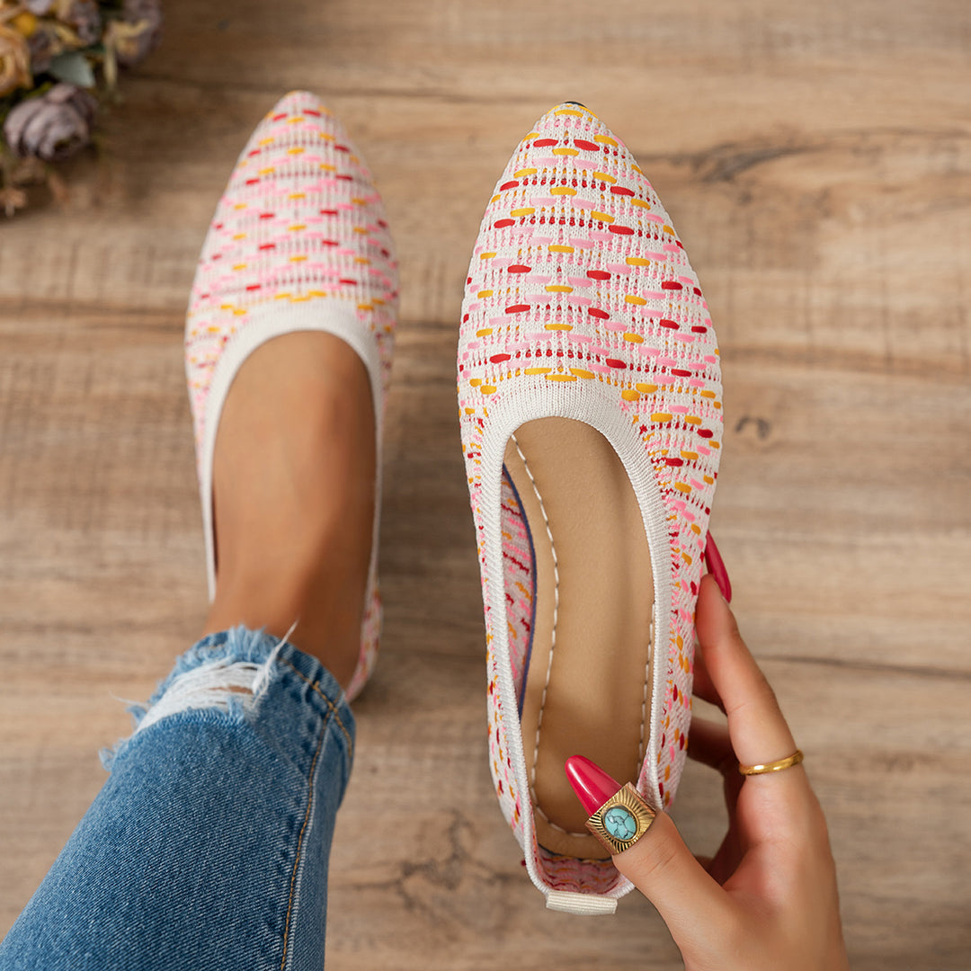 Damen spitze Ballerinas mit atmungsaktivem Obermaterial und flexiblem Fußbett EB