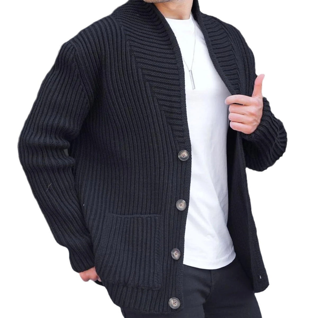 Herren Strickjacke mit tiefem Ausschnitt und knöpfen EB