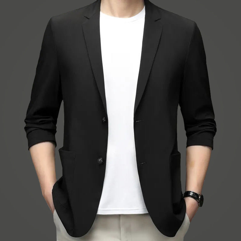 Herren legerer elastischer Sommerblazer mit dreiviertelärmeln und schlanker Passform EB
