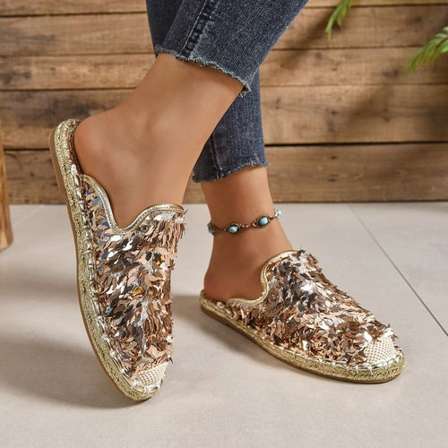 Damen Glitzernde Espadrilles mit bequemer Einlegesohle EB