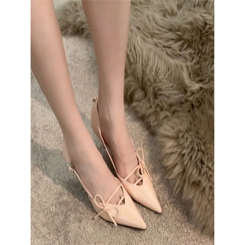 Damen elegante Slingback Pumps mit zarten Schleifenverzierungen EB