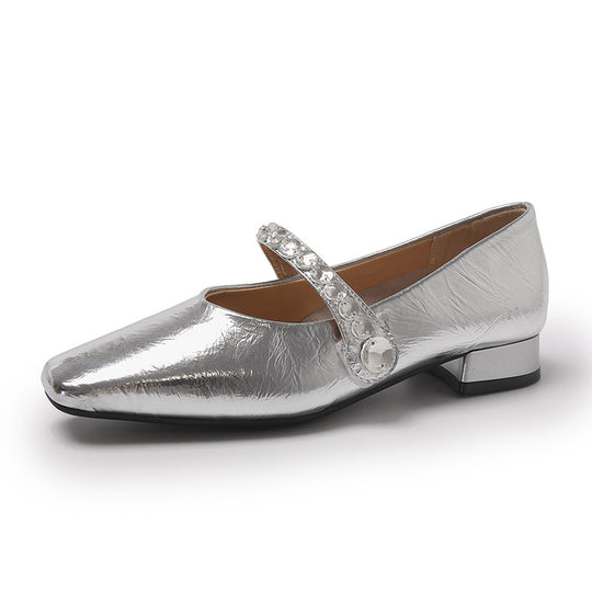 Damen elegante Mary Jane Schuhe mit modischem Riemen und funkelnden Applikationen EB
