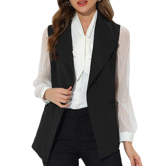 Damen eleganter taillierter Weste mit schicker Gürtelakzent EB