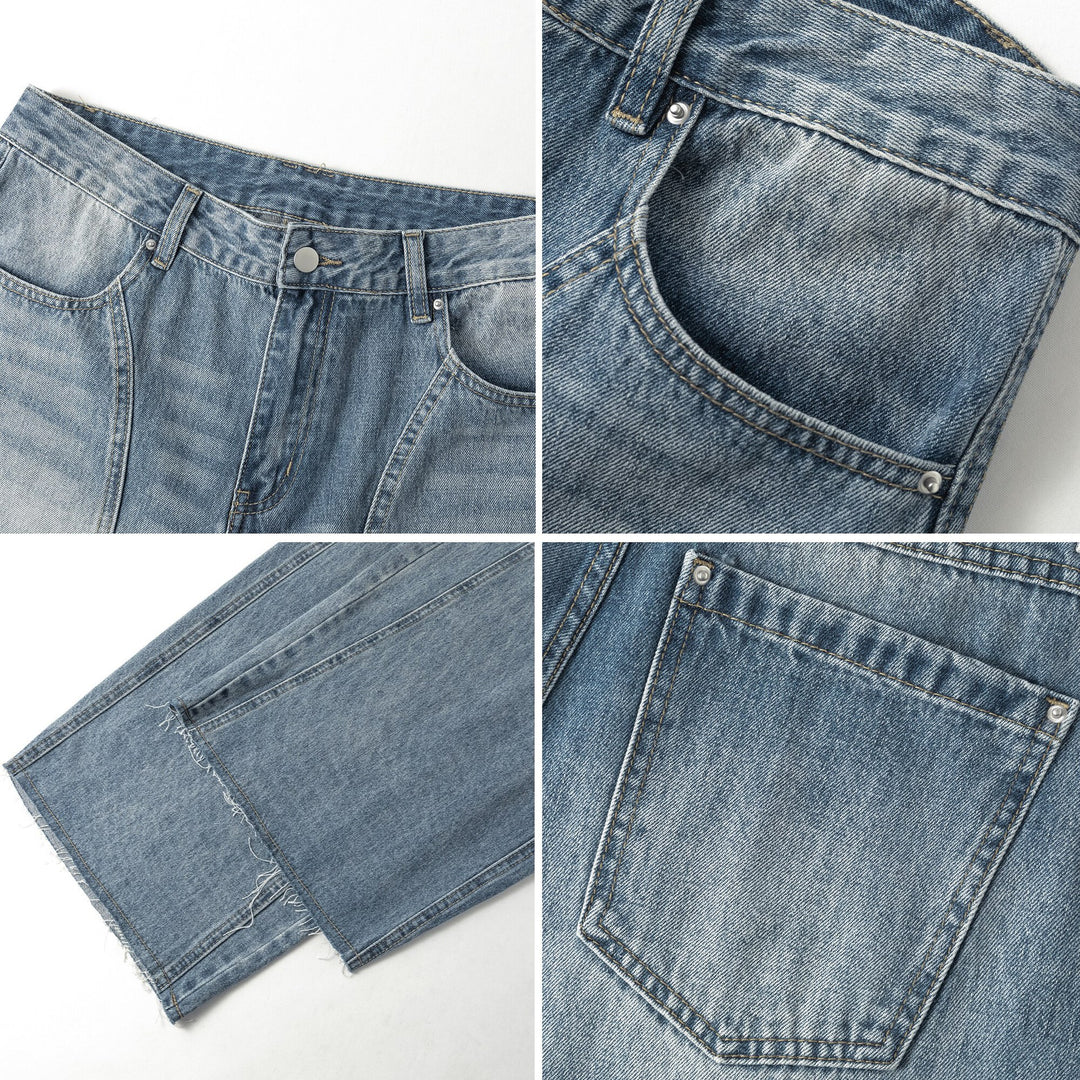 Damen Weitgeschnittene Jeans mit hohem Bund und integriertem Gürtel EB