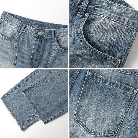 Damen Weitgeschnittene Jeans mit hohem Bund und integriertem Gürtel EB