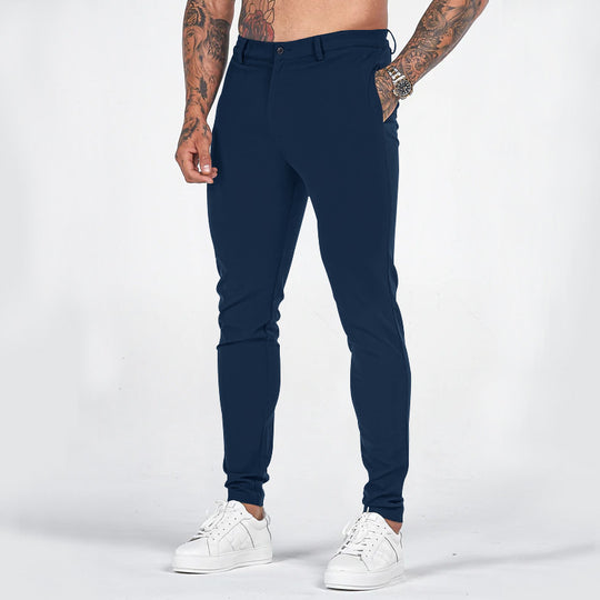 Herren elegante Slim-Fit Chinohose mit elastischem Bund und praktischen Taschen EB